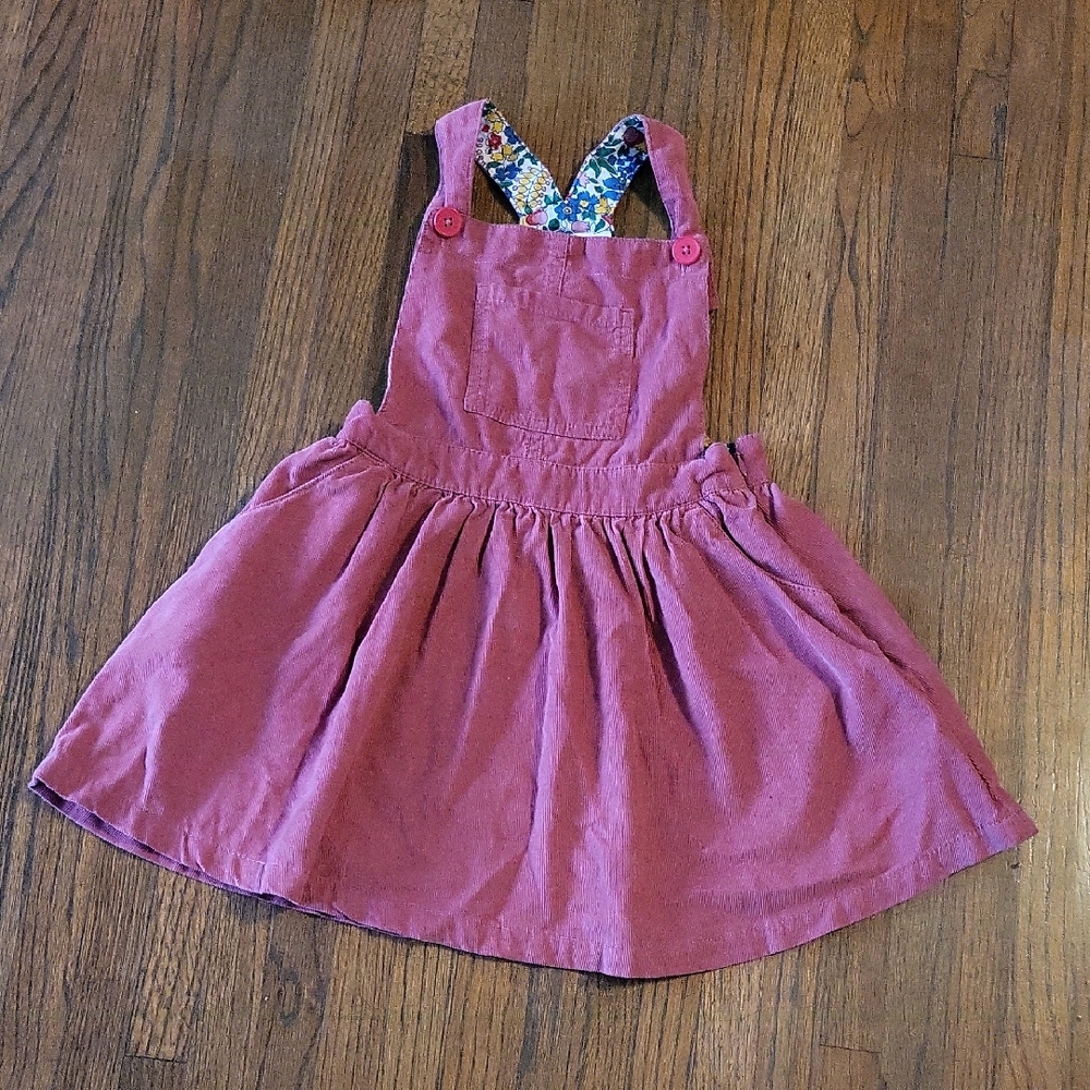 Mini Boden Pink Corduroy Dress with Floral Lining